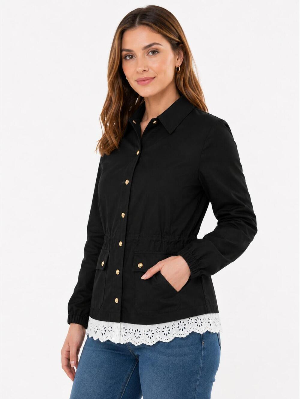 NWT C. Wonder Christian Siriano Black Jacket Eyelet Hem Size Medium - Picture 3 of 5